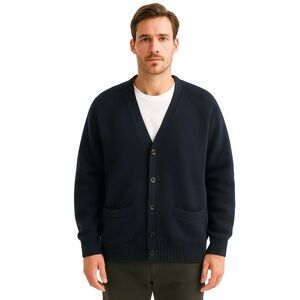 Club Monaco Oversized Navy Blue Grandpa Cardigan Sweater Men’s Small – Button Up